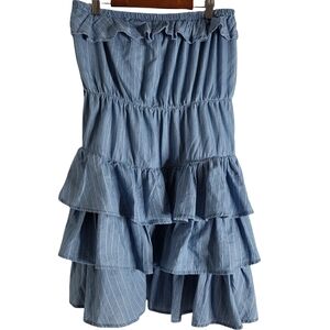 Elegant Blue Tiered Denim Skirt